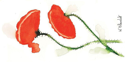 Parade coquelicots III White Modern Wood Framed Art Print with Double Matting by Blanchet, Karl