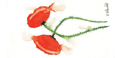 Parade coquelicots IV Black Ornate Wood Framed Art Print with Double Matting by Blanchet, Karl