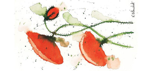 Trio de coquelicots I Black Ornate Wood Framed Art Print with Double Matting by Blanchet, Karl