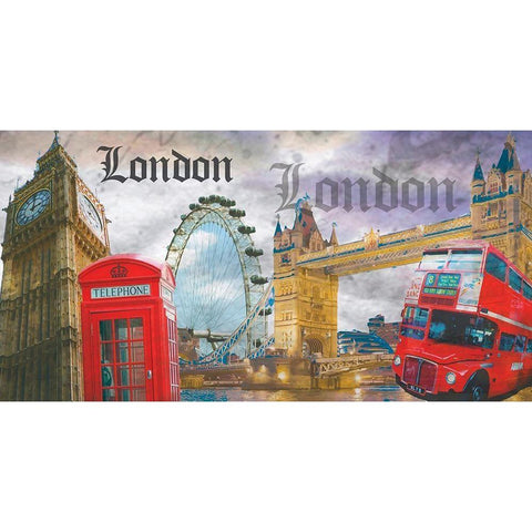 London Telephone White Modern Wood Framed Art Print by BRAUN Studio