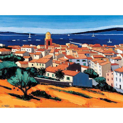 St-Tropez White Modern Wood Framed Art Print by Quilici, Jean-Claude