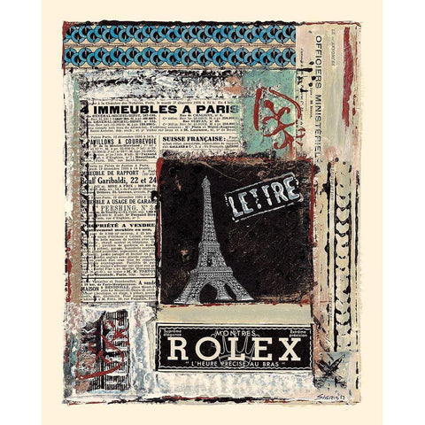 A lheure de Paris Black Modern Wood Framed Art Print with Double Matting by Sigrid, M.