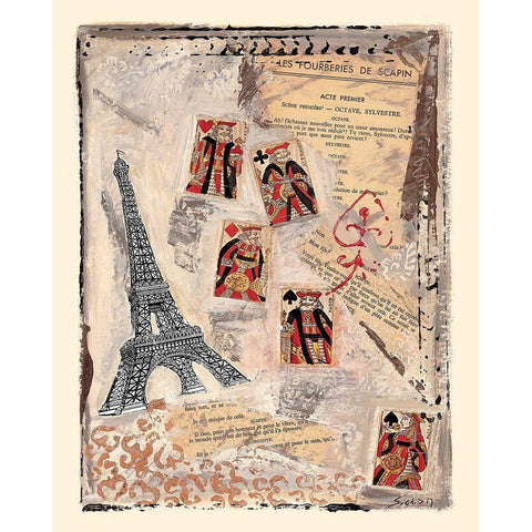 Jeux parisiens White Modern Wood Framed Art Print by Sigrid, M.