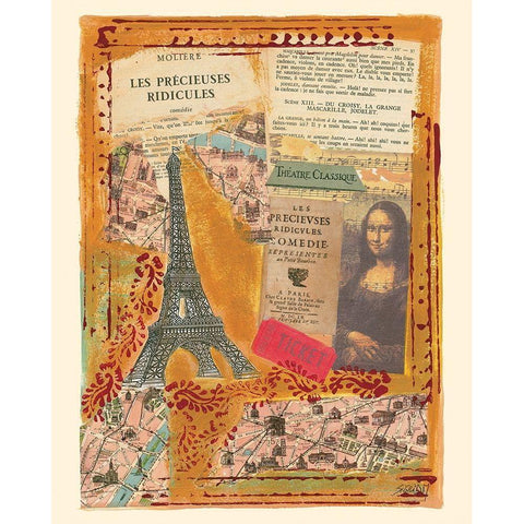 Les precieuses ridicules White Modern Wood Framed Art Print by Sigrid, M.