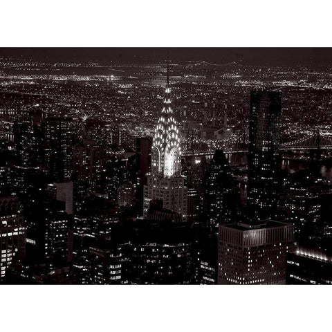 Chrysler Building et lEast River White Modern Wood Framed Art Print by Setboun, Michel