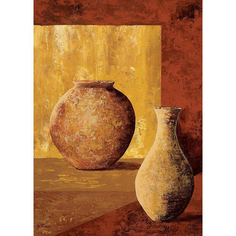 Terra cotta II Black Modern Wood Framed Art Print with Double Matting by Flaud, Beatriz