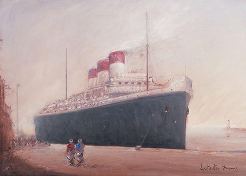 Embarquement II Black Ornate Wood Framed Art Print with Double Matting by Letestu, Yann