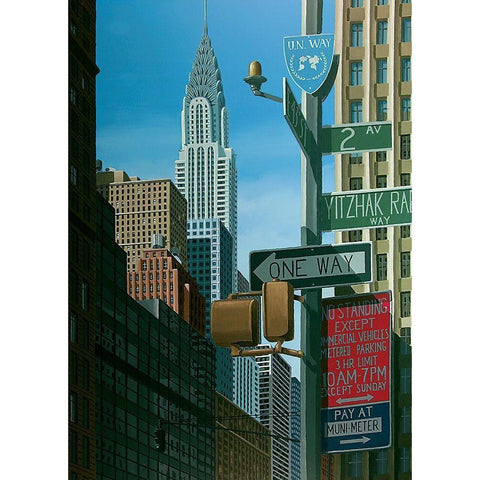 Chrysler from 2nd Avenue Black Modern Wood Framed Art Print with Double Matting by Peyret, Eric