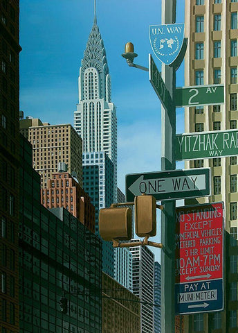 Chrysler from 2nd Avenue Black Ornate Wood Framed Art Print with Double Matting by Peyret, Eric