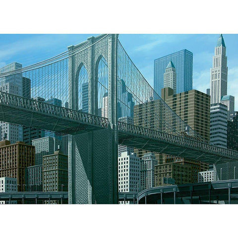 From East river Black Modern Wood Framed Art Print with Double Matting by Peyret, Eric