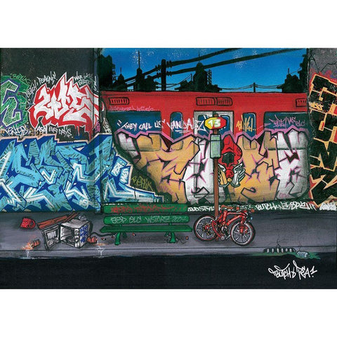 Bus II nuit Black Modern Wood Framed Art Print with Double Matting by Butch and Pea