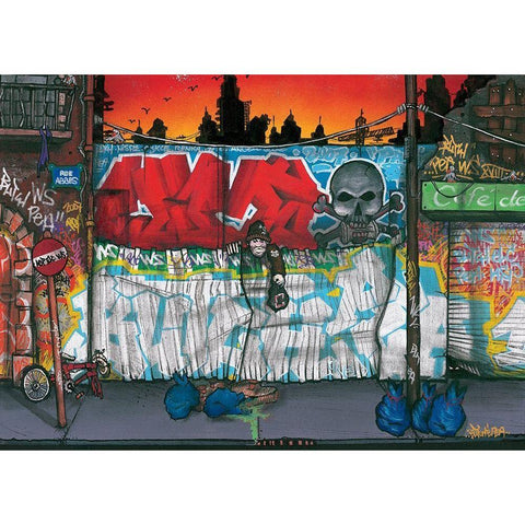 Rue Abbes Black Modern Wood Framed Art Print with Double Matting by Butch and Pea