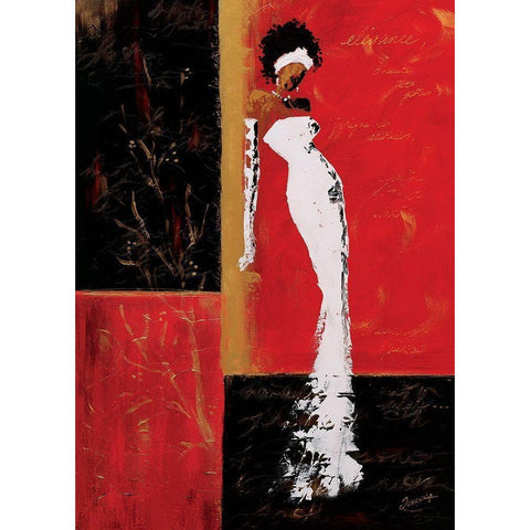 En rouge et or I Black Modern Wood Framed Art Print with Double Matting by Johanna