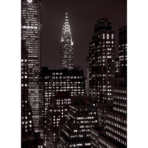 Le Chrysler Building la nuit, Manhattan Gold Ornate Wood Framed Art Print with Double Matting by Setboun, Michel