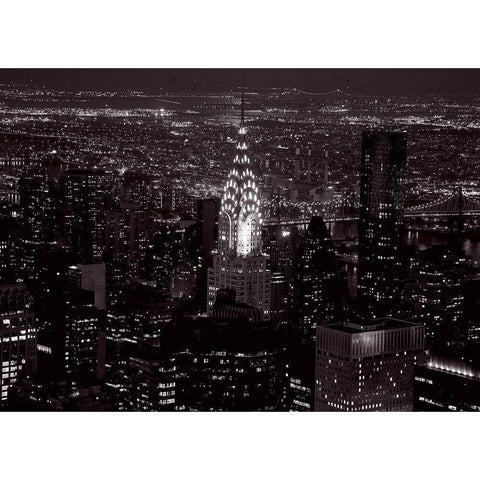 Le Chrysler Building et lEast River Black Modern Wood Framed Art Print with Double Matting by Setboun, Michel