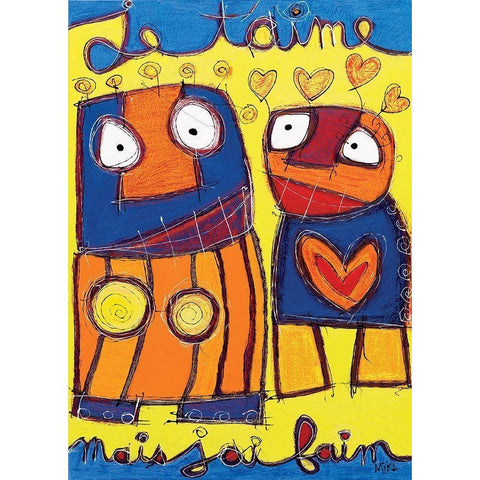 Je taime  Black Modern Wood Framed Art Print with Double Matting by Mika