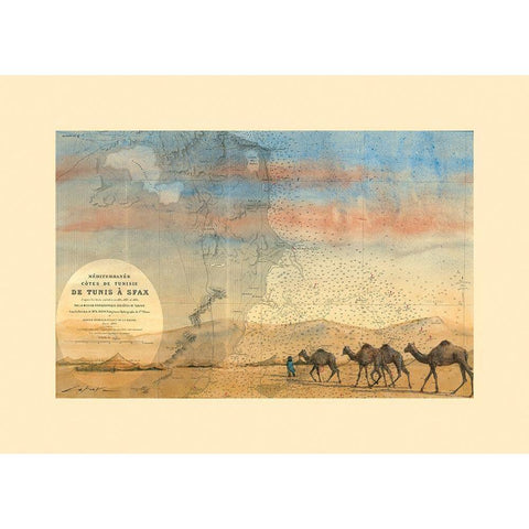 Sfax Tunisie Gold Ornate Wood Framed Art Print with Double Matting by Letestu, Philippe