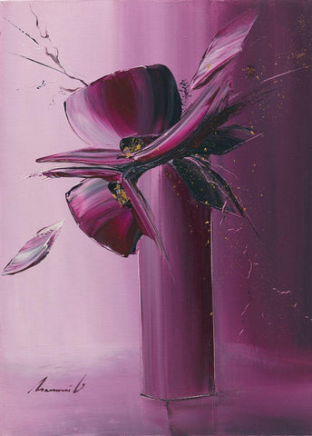 Petales White Modern Wood Framed Art Print with Double Matting by Tramoni, Oliver