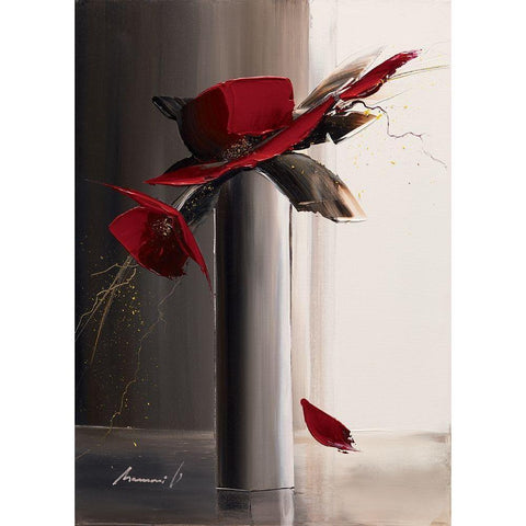 Bouquet rouge II Black Modern Wood Framed Art Print with Double Matting by Tramoni, Oliver