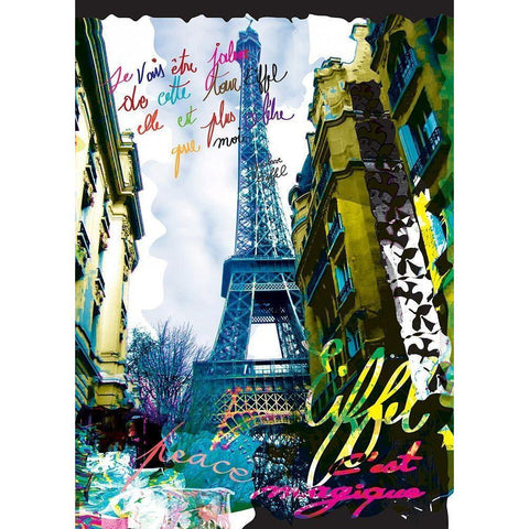 Magique Eiffel White Modern Wood Framed Art Print by Kaly