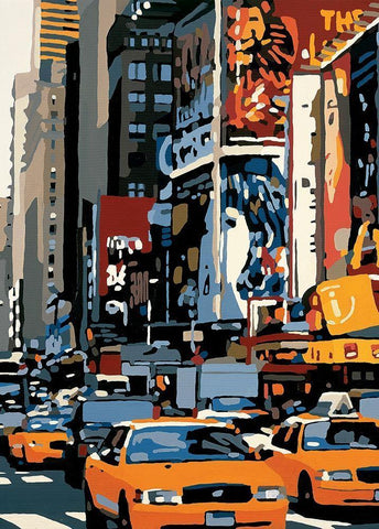 Manhattan White Modern Wood Framed Art Print with Double Matting by Manzo, Giovanni