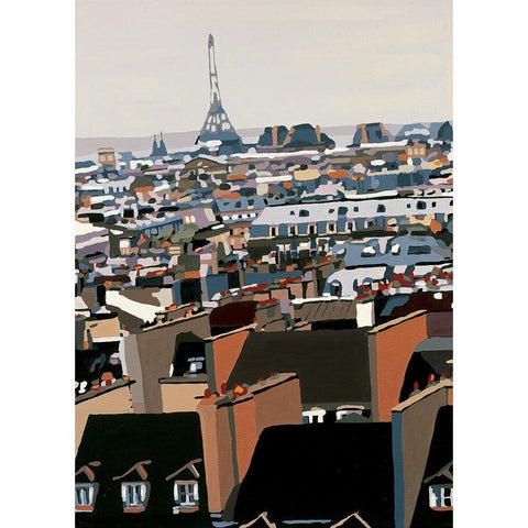 Toits de Paris Black Modern Wood Framed Art Print with Double Matting by Manzo, Giovanni