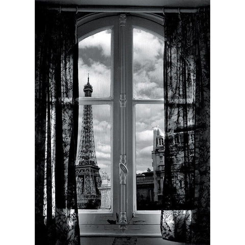 Fenetre sur Paris White Modern Wood Framed Art Print by Hellerdani, Mauricio