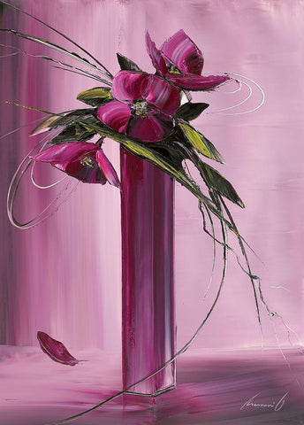 Bouquet violet I Black Ornate Wood Framed Art Print with Double Matting by Tramoni, Oliver