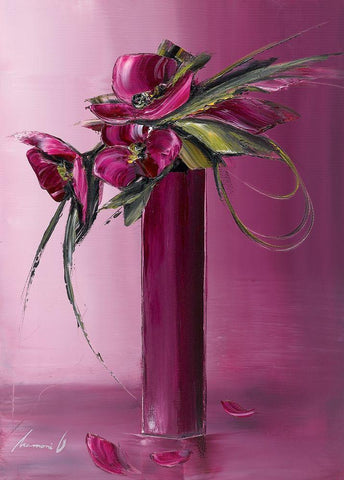 Bouquet violet II Black Ornate Wood Framed Art Print with Double Matting by Tramoni, Oliver