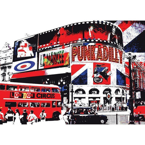 London Circus White Modern Wood Framed Art Print by Le Markee