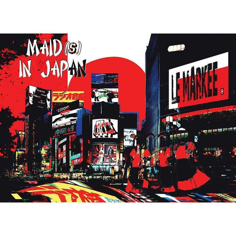 Maid In Japan  Black Modern Wood Framed Art Print with Double Matting by Le Markee