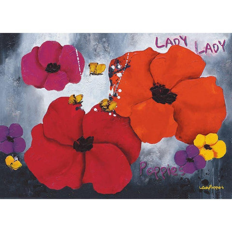 Lady Poppies White Modern Wood Framed Art Print by Pfaadt Aurelie