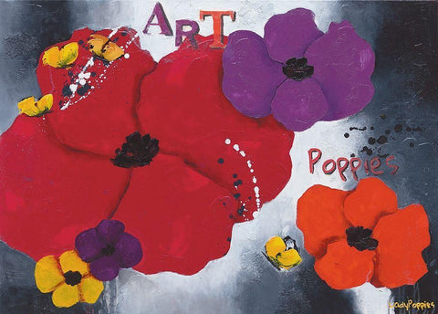 Art Poppies  White Modern Wood Framed Art Print with Double Matting by Pfaadt Aurelie