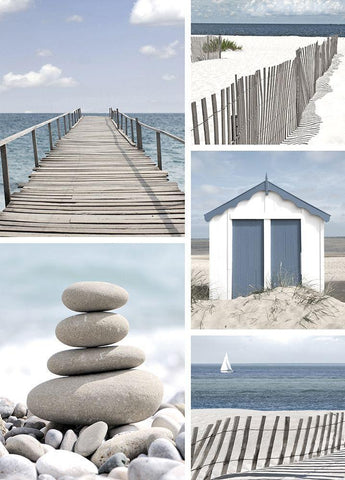 Bords de mer White Modern Wood Framed Art Print with Double Matting by Blonde Attitude