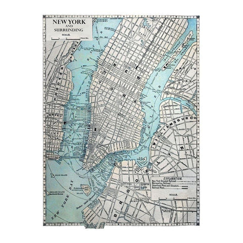 New York Map Gold Ornate Wood Framed Art Print with Double Matting by Braun Studio