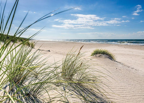 Plage 13 White Modern Wood Framed Art Print with Double Matting by Braun Studio