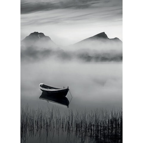 The Small Boat Black Modern Wood Framed Art Print with Double Matting by Braun Studio