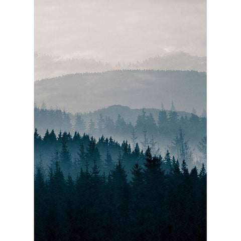 Grey Mountains Black Modern Wood Framed Art Print by Braun Studio