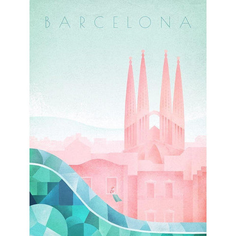 Barcelona Gold Ornate Wood Framed Art Print with Double Matting by Atelier Editions Braun