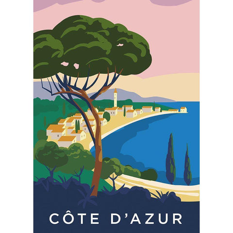 CÃ´te dAzur Black Modern Wood Framed Art Print with Double Matting by BRAUN Studio