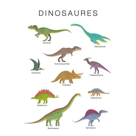Dinosaures White Modern Wood Framed Art Print by BRAUN Studio