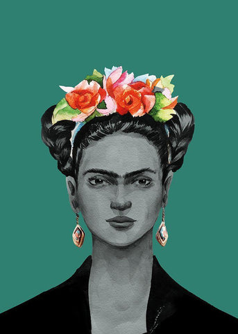 Frida Black Ornate Wood Framed Art Print with Double Matting by BRAUN Studio