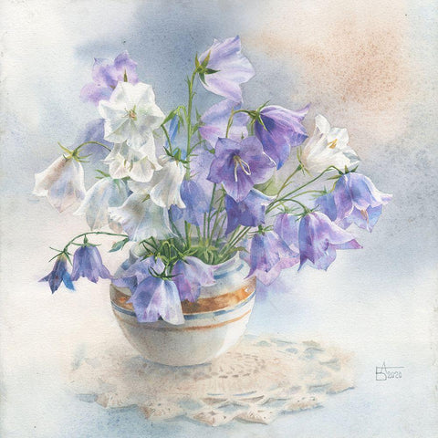 Bells Flowers in a Vase Black Modern Wood Framed Art Print with Double Matting by Besedina, Anastasiia