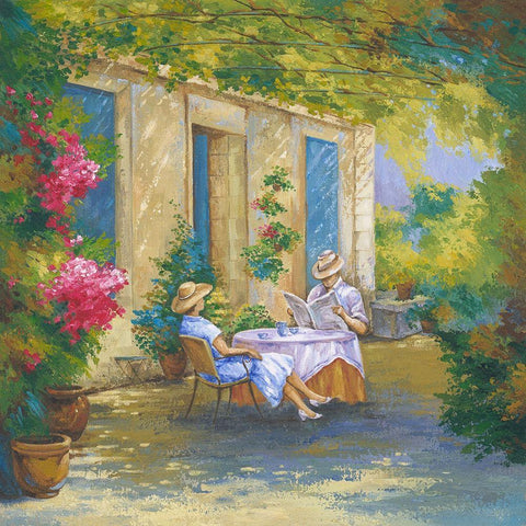 Afternoon Relax White Modern Wood Framed Art Print with Double Matting by Borisova, Irina