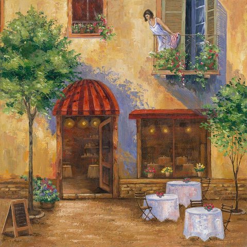 Young Girl on the Balcony Black Ornate Wood Framed Art Print with Double Matting by Borisova, Irina