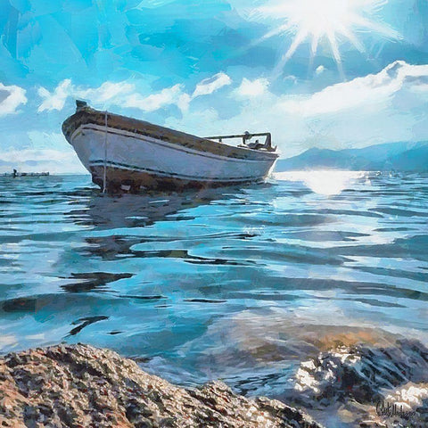 Beautiful Day at Sea Black Modern Wood Framed Art Print by Medeiros, Celito