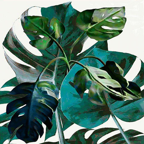 Very Green Leaves Black Ornate Wood Framed Art Print with Double Matting by Medeiros, Celito