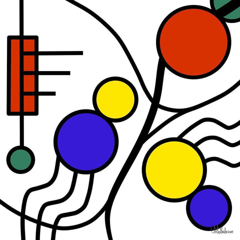 Kandinsky Style I White Modern Wood Framed Art Print with Double Matting by Medeiros, Celito