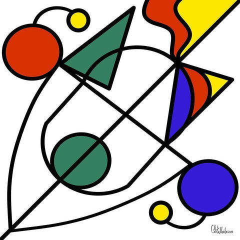 Kandinsky Style II White Modern Wood Framed Art Print with Double Matting by Medeiros, Celito