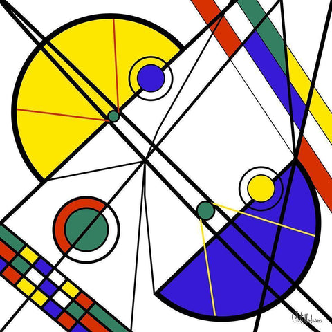 Kandinsky Style III Black Modern Wood Framed Art Print by Medeiros, Celito